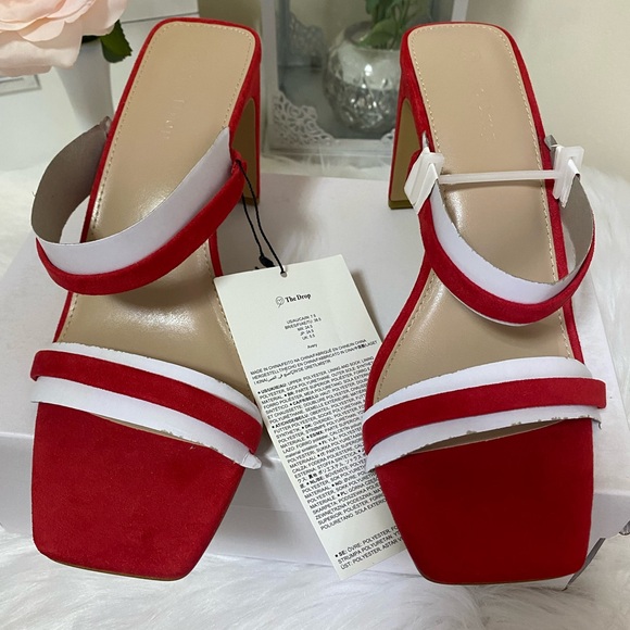 The Drop Women's Avery Square Toe Two Strap High Heeled Sandal SIZE 7.5 - Picture 3 of 11